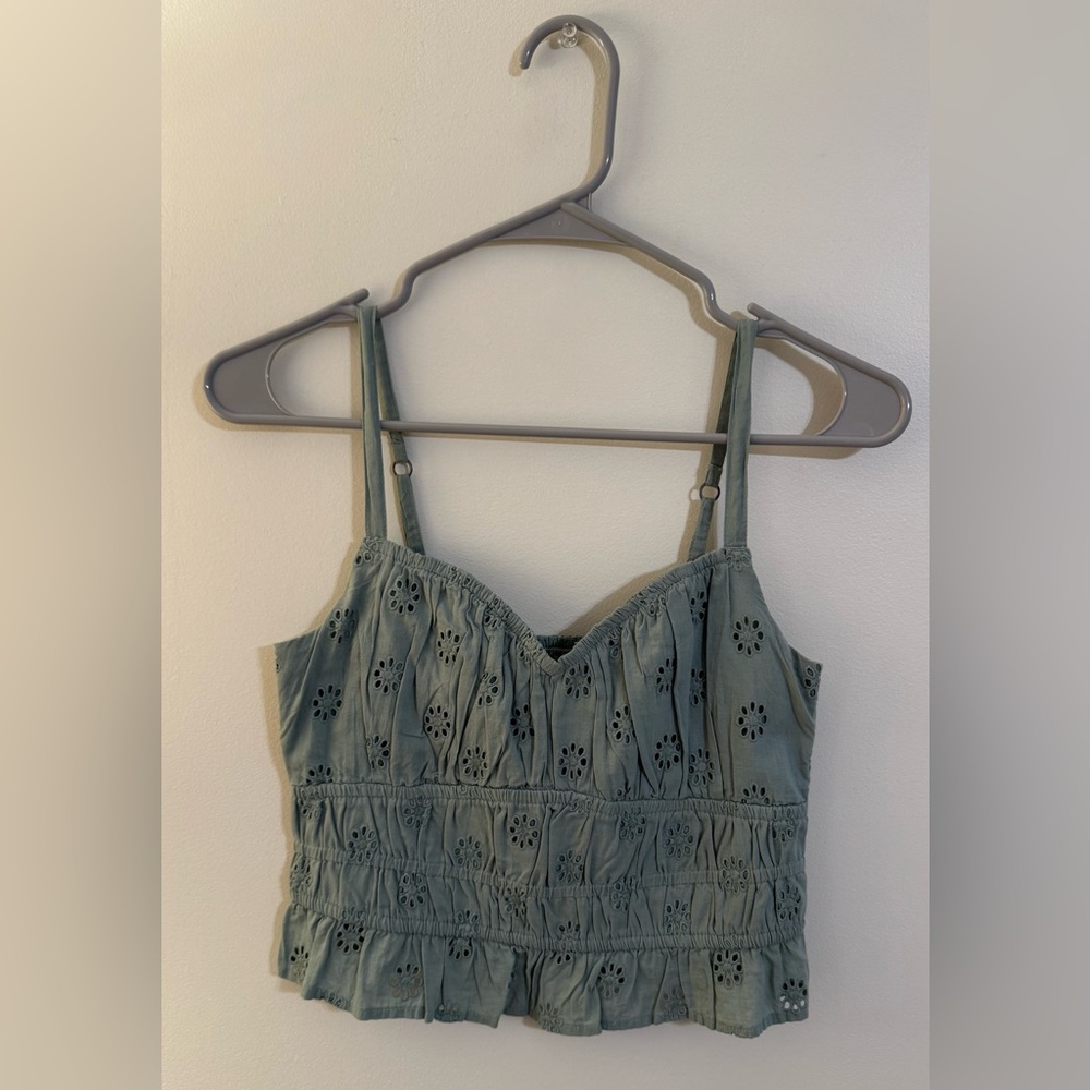 Hollister Olive Eyelet Tank Top